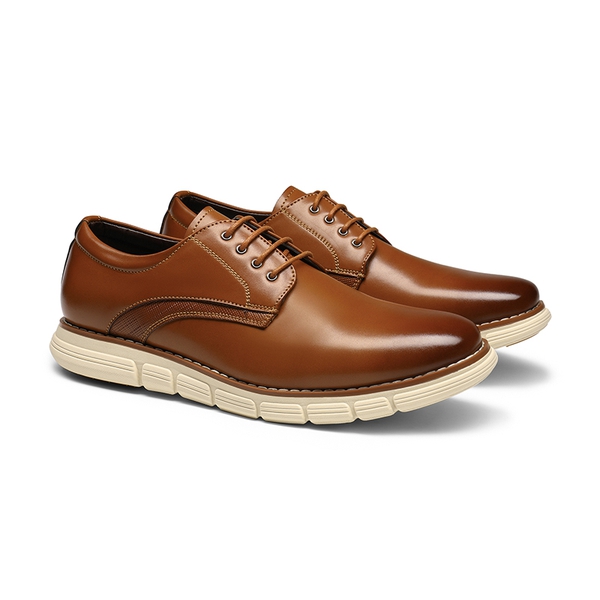 [CrossFlex NeatPolish] Men's Wide Width Non-Slip Dress Sneakers - BROWN - 2